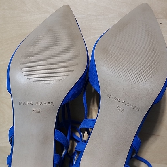 MARC FISHER Truthe Blue Suede Lace-up Stiletto Heels, Size 7.5M - Picture 7 of 9